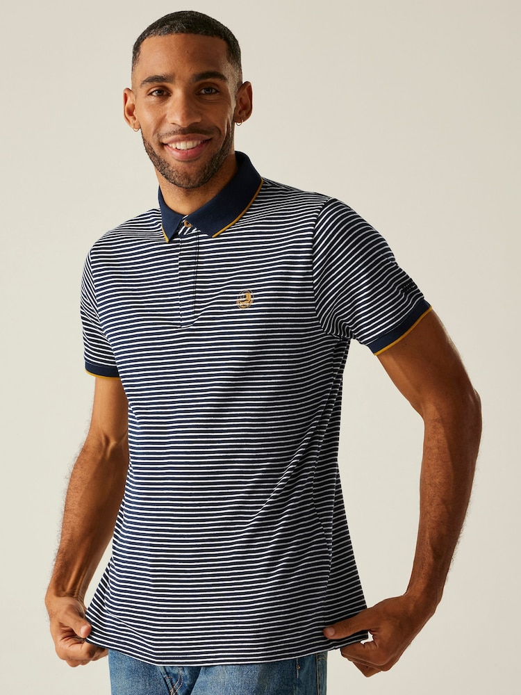 Синий - Regatta Mens Tiver 100% Cotton Polo Shirt - Image 1 of 4