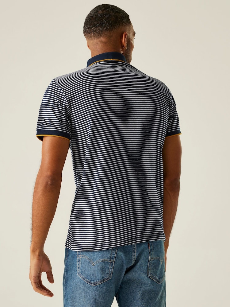 Синий - Regatta Mens Tiver 100% Cotton Polo Shirt - Image 2 of 4
