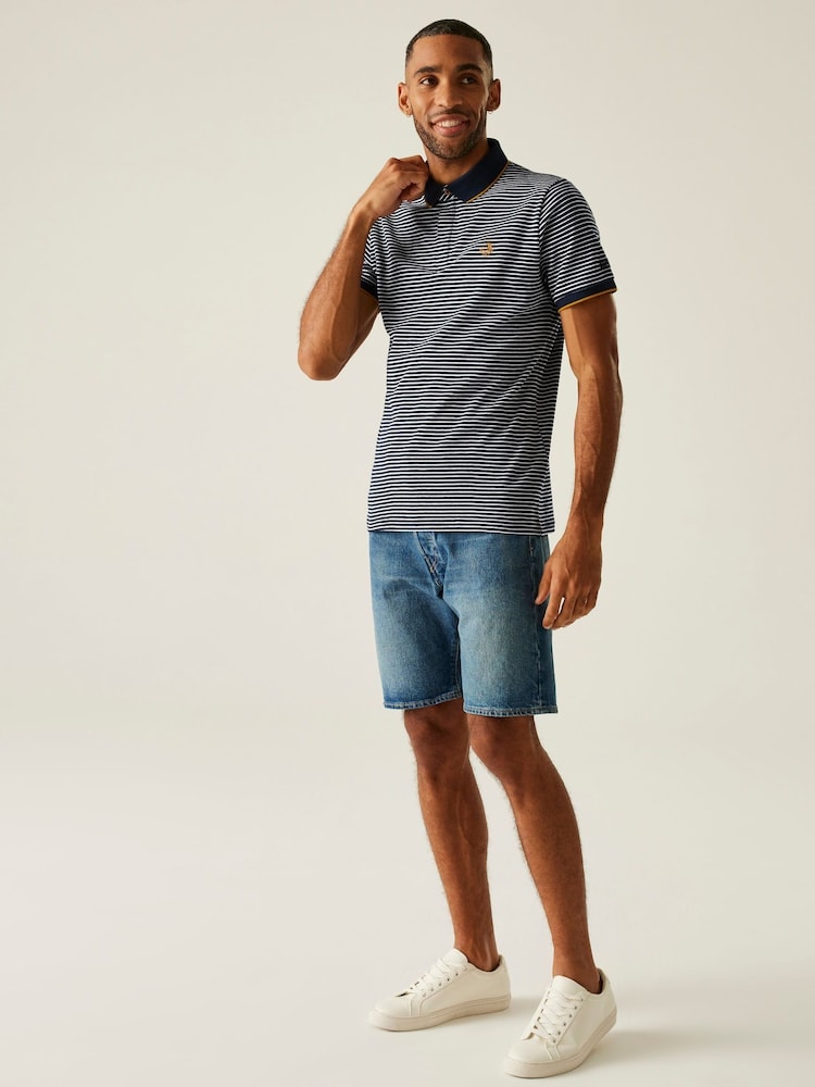 Regatta Blue Mens Tiver 100% Cotton Polo Shirt - Image 3 of 4