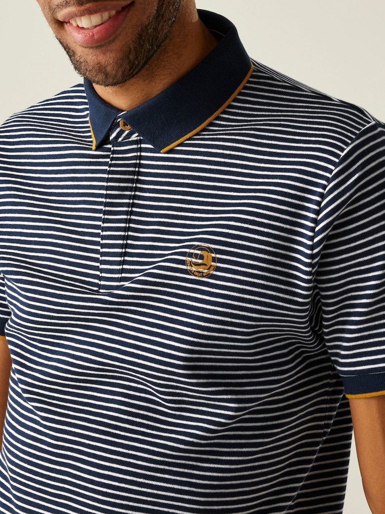 Синий - Regatta Mens Tiver 100% Cotton Polo Shirt - Image 4 of 4