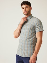 Regatta Blue/Orange Mens Travel Packaway Short Sleeve Shirt - Image 1 of 7