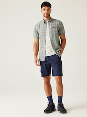 Regatta Blue/Orange Mens Travel Packaway Short Sleeve Shirt - Image 3 of 7