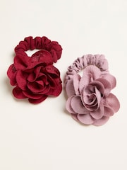 FatFace Pink 2 Pack Corsage Hair Ties - Image 1 of 2