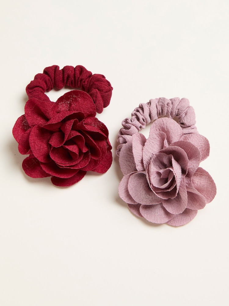 FatFace Pink 2 Pack Corsage Hair Ties - Image 1 of 2