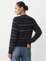 Rainbow Stripe Soft Touch Crew Neck Cotton Rich Jumper - Image 4 of 8
