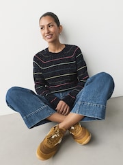 Rainbow Stripe Soft Touch Crew Neck Cotton Rich Jumper - Image 5 of 8
