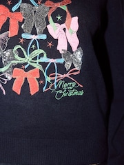 Navy Rainbow Sparkle Tree Christmas Jumper - Image 6 of 9