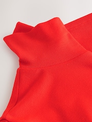 Cherry Red High Neck Long Sleeve Top with TENCEL™ Lyocell - Image 7 of 8