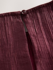 Burgundy Red Metallic Crinkled Short Sleeve Top - Image 6 of 7