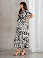 Seraphine Bow Detail Maternity Black Dress - Image 1 of 4