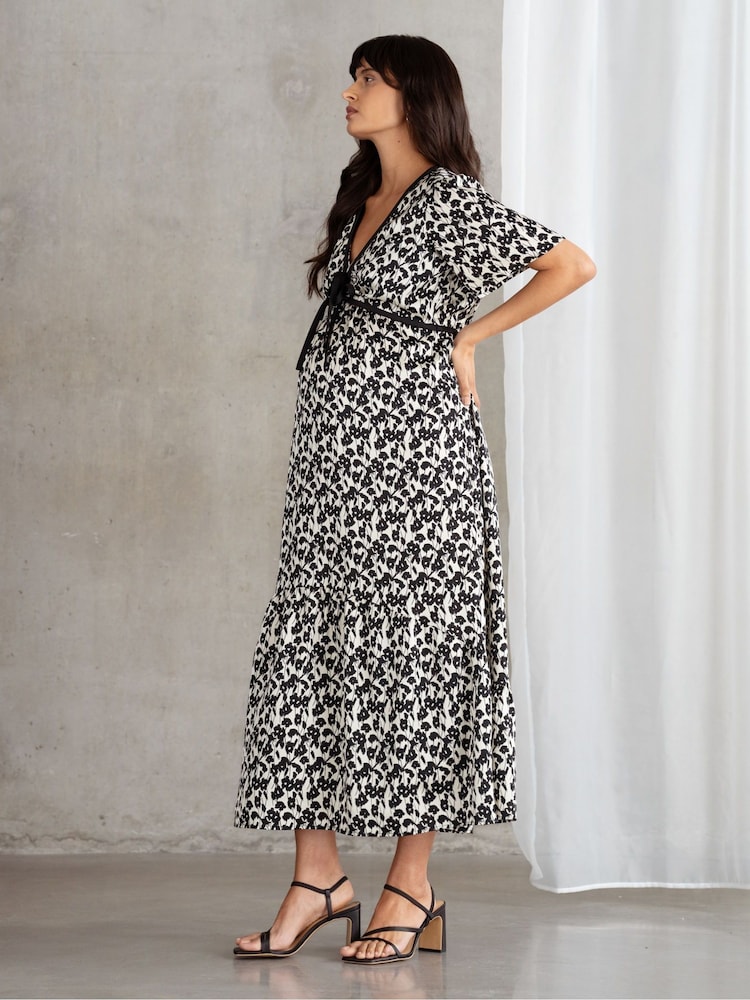 Seraphine Bow Detail Maternity Black Dress - Image 1 of 4