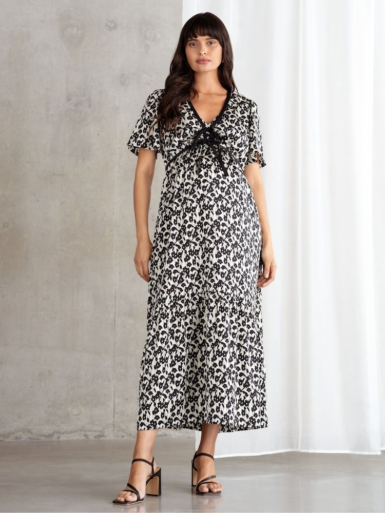 Seraphine Bow Detail Maternity Black Dress - Image 2 of 4