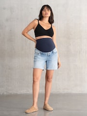 Seraphine Maternity Blue Denim Shorts - Imagen 1 de 5