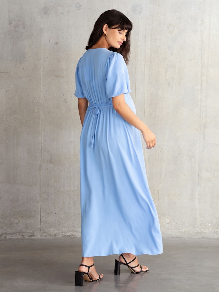 Seraphine Blue Button Through V-Neck Nursing Dress - Image 4 of 6