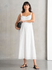 Seraphine Maternity V-Neck 100% Cotton White Dress - Image 1 of 4