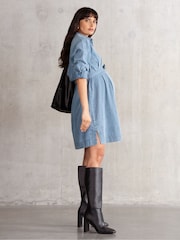 Seraphine Maternity Chambray Blue 100% Cotton Dress - Image 2 of 6