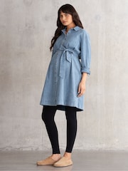 Seraphine Maternity Chambray Blue 100% Cotton Dress - Image 3 of 6