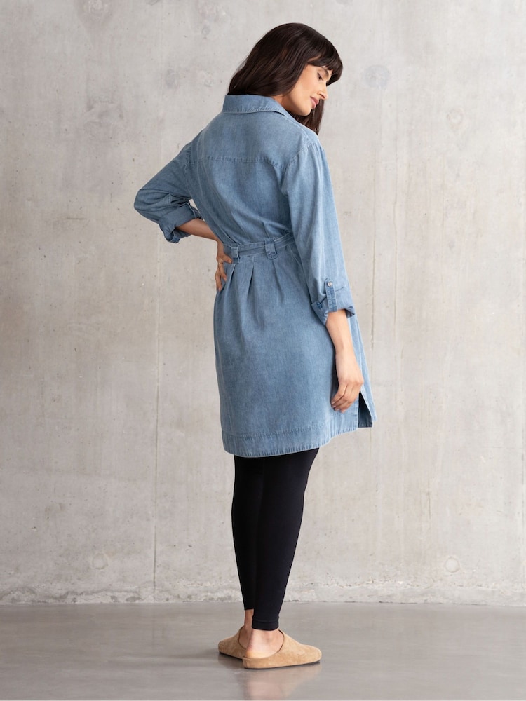 Seraphine Maternity Chambray Blue 100% Cotton Dress - Image 4 of 6