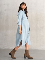 Seraphine Maternity Blue Shirt Dress - Image 3 of 6