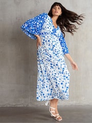 Seraphine Maternity Blue Midi Dress - Image 1 of 5