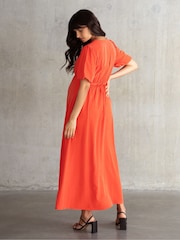 Seraphine Orange V-Neck Nursing Dress - Image 2 of 6