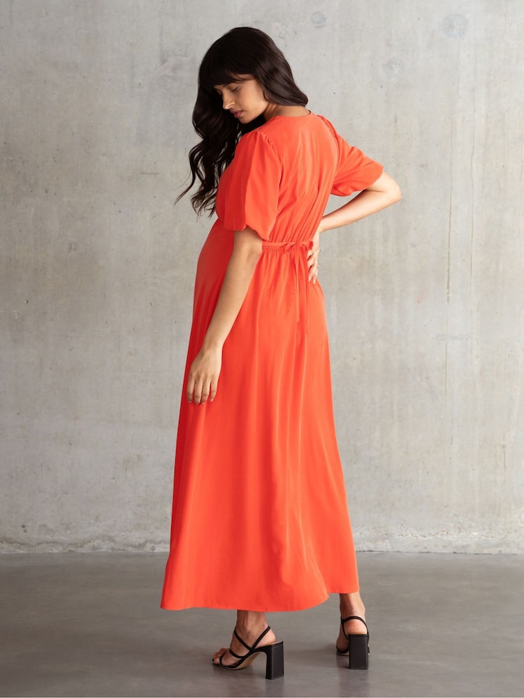 Seraphine Orange V-Neck Nursing Dress - Image 2 of 6