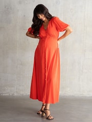 Seraphine Orange V-Neck Nursing Dress - Image 3 of 6