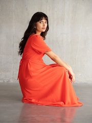 Seraphine Orange V-Neck Nursing Dress - Image 5 of 6