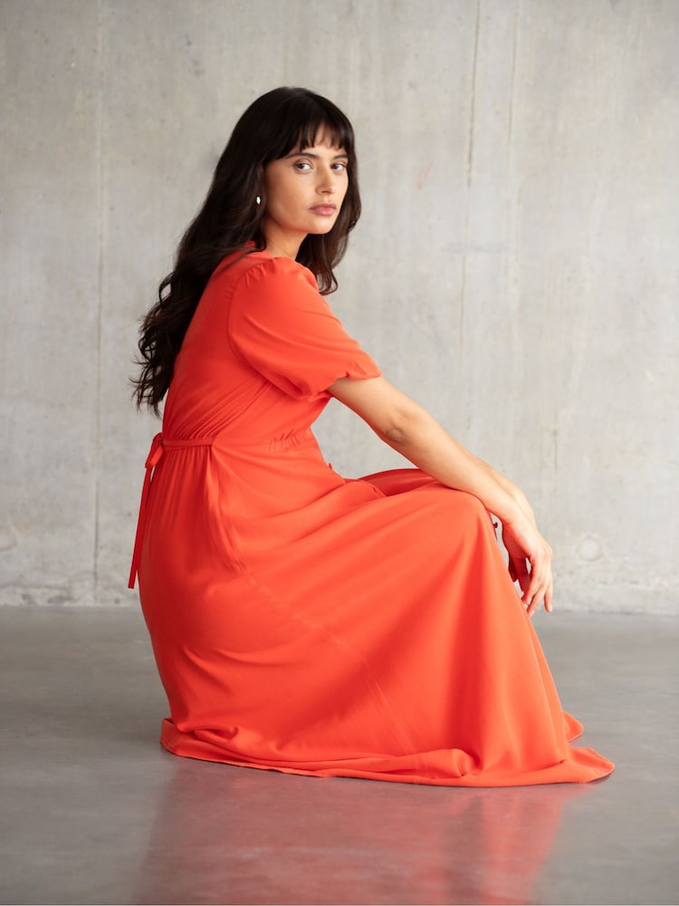Seraphine Orange V-Neck Nursing Dress - Image 5 of 6