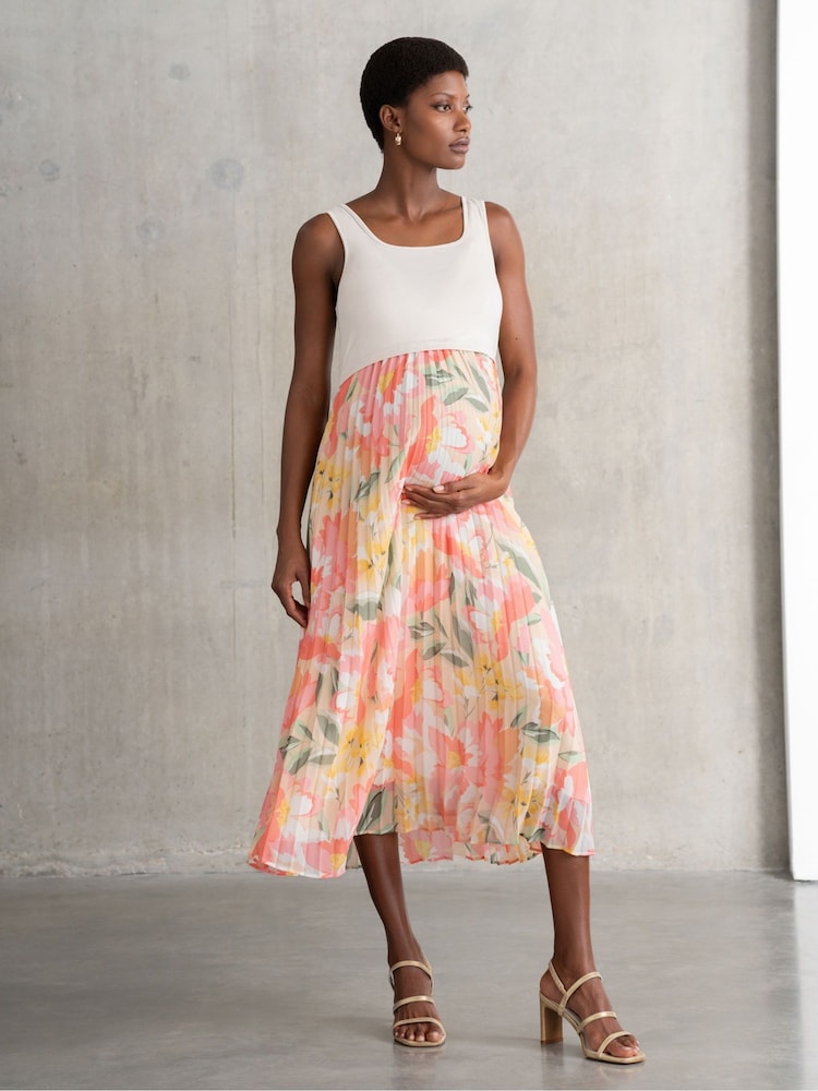 Seraphine Maternity Cream Dress with Topper - Image 1 of 6