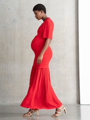 Розовый платье макси со сборками для беременных Seraphine - Image 4 of 7