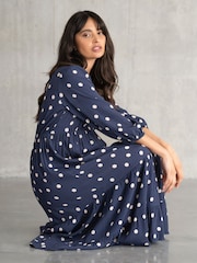 Seraphine Maternity Blue V-Neck Dress - Image 2 of 6
