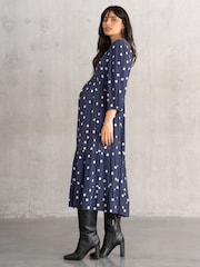 Seraphine Maternity Blue V-Neck Dress - Image 3 of 6