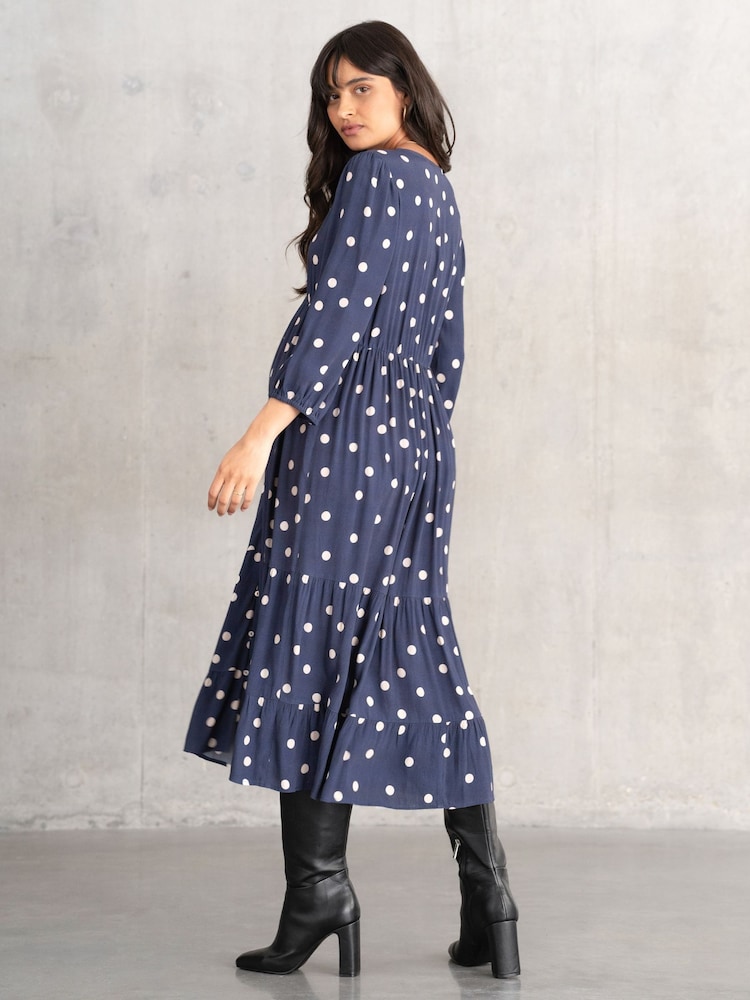 Seraphine Maternity Blue V-Neck Dress - Image 4 of 6