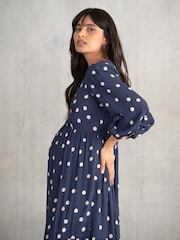 Seraphine Maternity Blue V-Neck Dress - Image 5 of 6