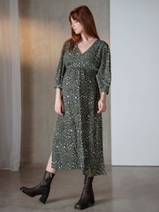 Seraphine Maternity Green Animal Print Dress - Image 1 of 4