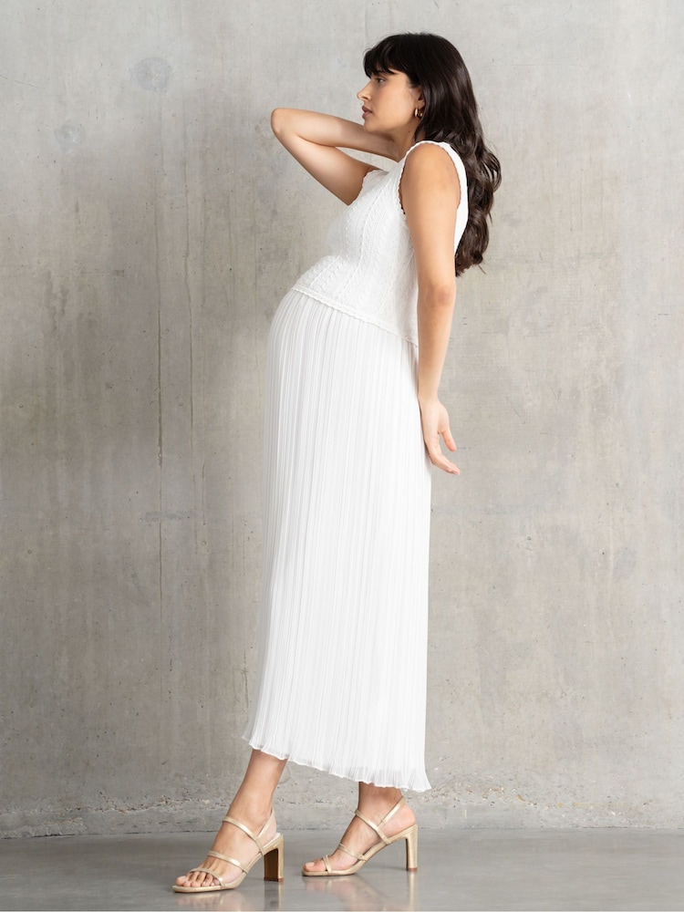 Seraphine Maternity Cream Dress with Topper - Image 1 of 6