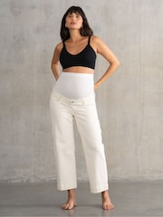 Seraphine Cream Cropped Straight Leg Jeans - Image 1 of 4