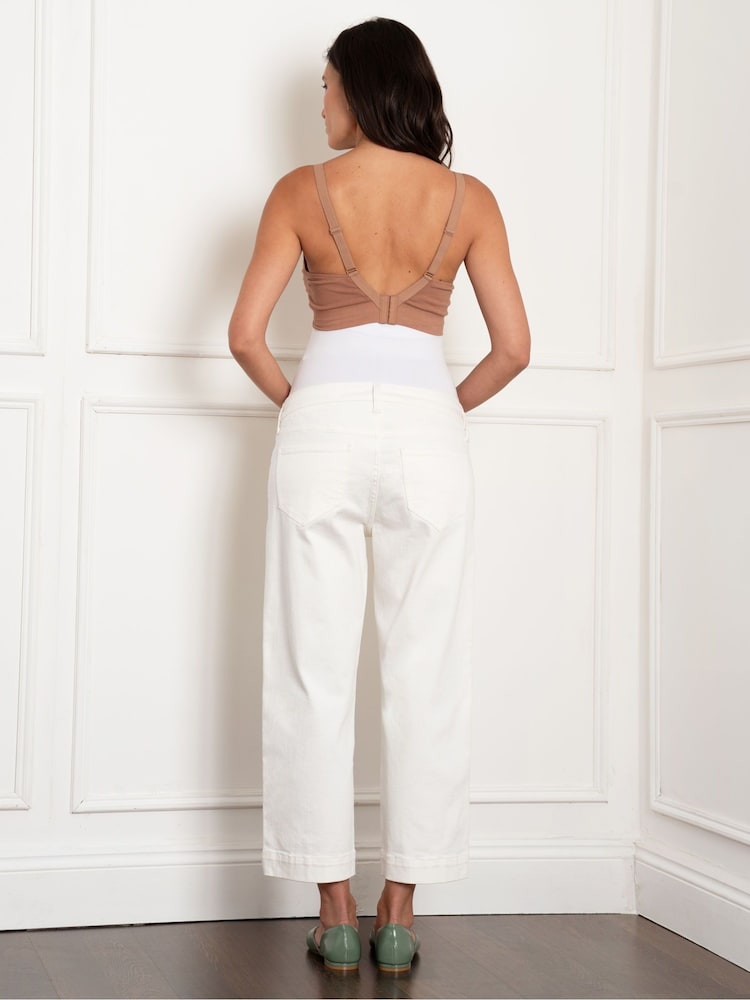 Seraphine Cream Cropped Straight Leg Jeans - Image 4 of 4