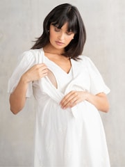 Seraphine Cream 100% Cotton Nursing Dress - Image 1 of 4