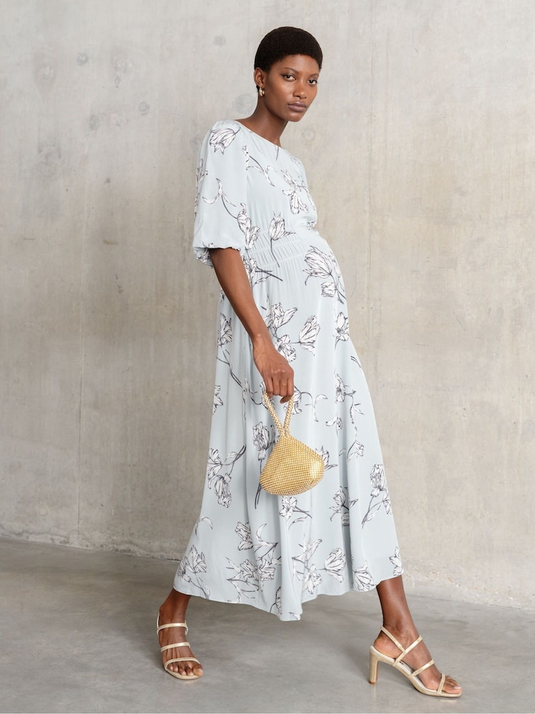 Seraphine Maternity Green Shirred Dress - Image 2 of 4