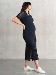 Seraphine Maternity Blue Crochet Dress - Image 2 of 6