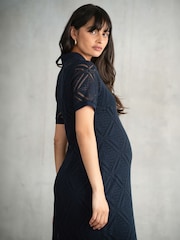 Seraphine Maternity Blue Crochet Dress - Image 4 of 6