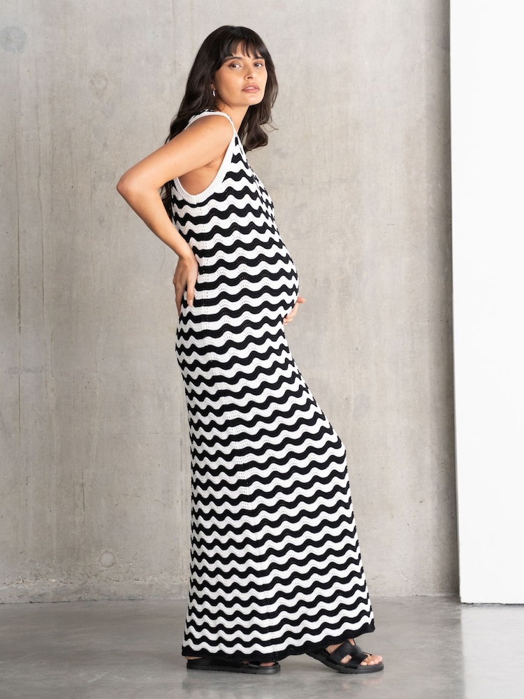 Seraphine Knit Maternity 100% Cotton Black Dress - Image 2 of 3