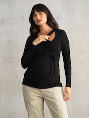 Seraphine Maternity and Nursing Black Wrap Top - Image 1 of 1