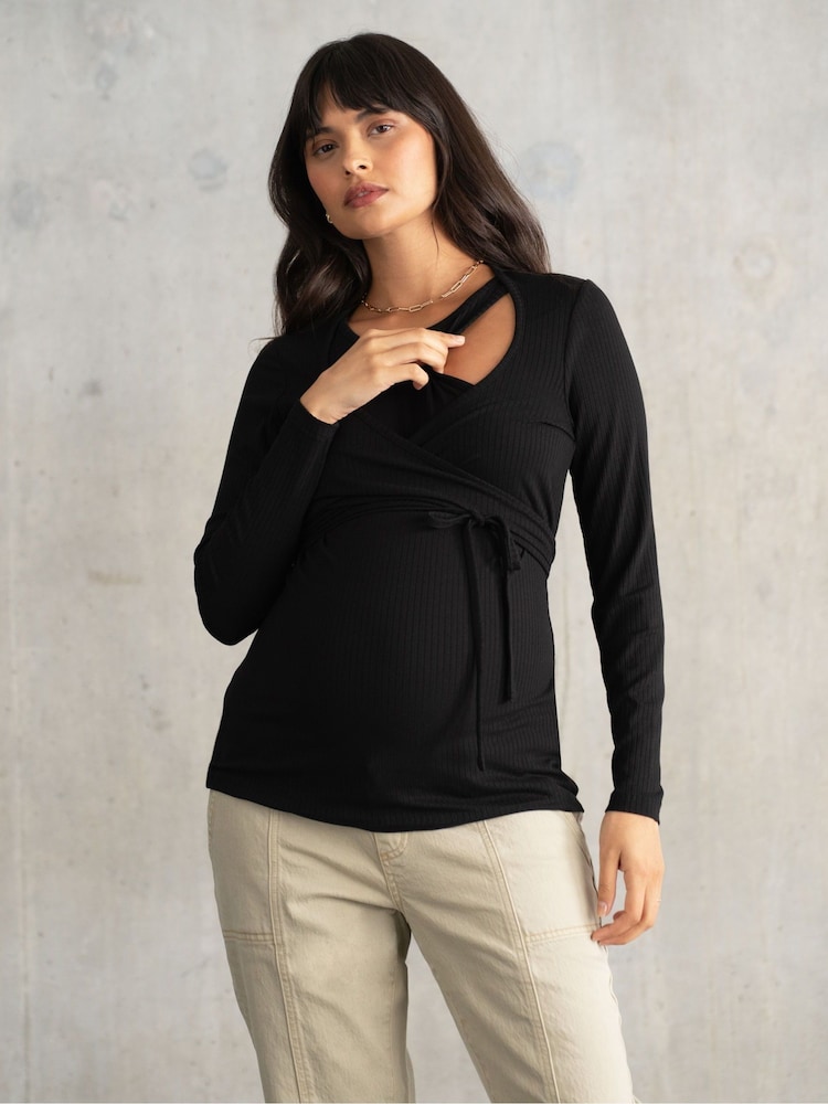 Seraphine Maternity and Nursing Black Wrap Top - Image 1 of 1
