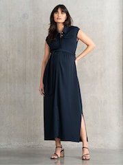 Seraphine Maternity Blue Jersey Shirt Dress - Image 1 of 4