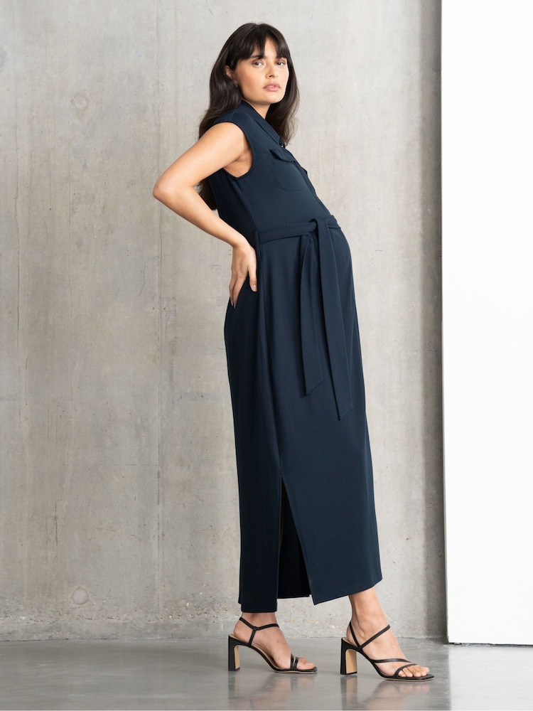 Seraphine Maternity Blue Jersey Shirt Dress - Image 4 of 4