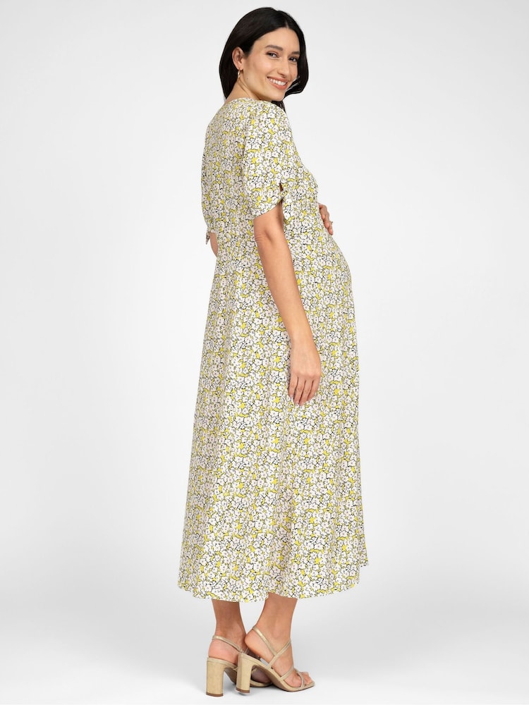 Seraphine Yellow Bow Detail Maternity Dress - Image 2 of 5