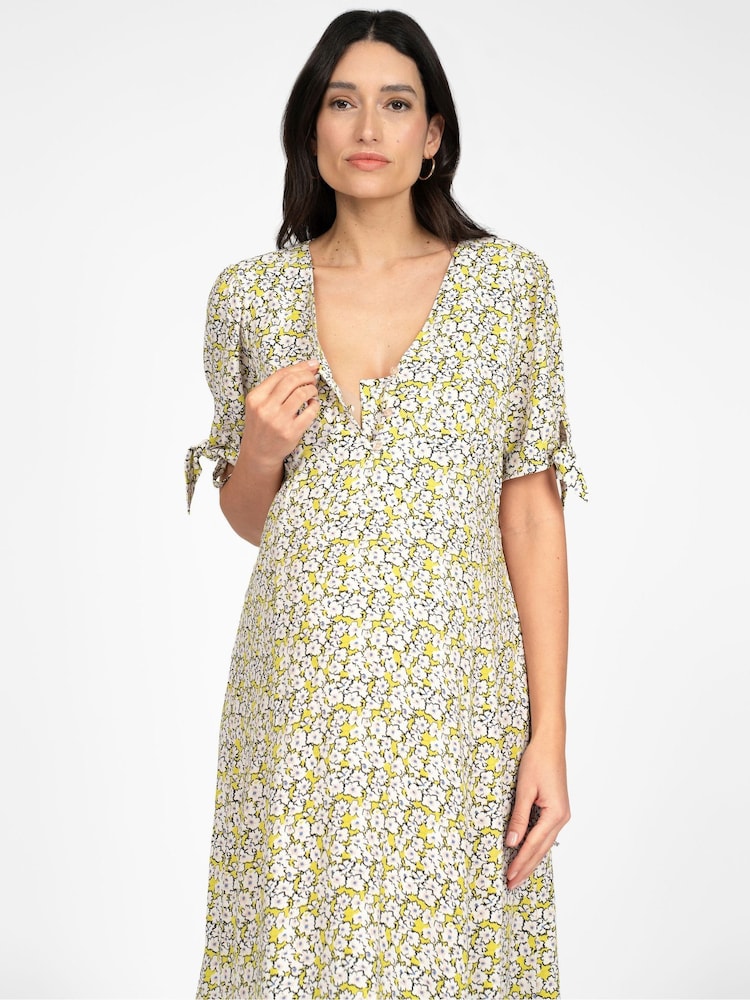 Seraphine Yellow Bow Detail Maternity Dress - Image 4 of 5